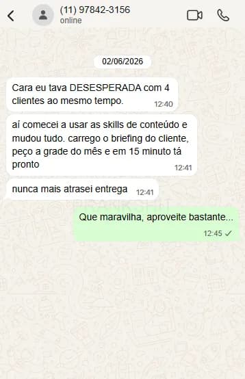 Print de conversa de um cliente do Claude Templates