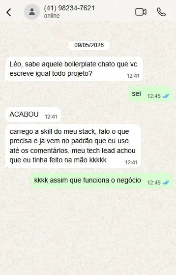 Print de conversa de um cliente do Claude Templates