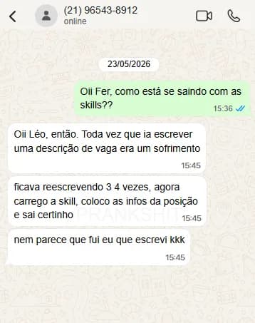 Print de conversa de um cliente do Claude Templates