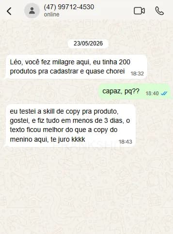 Print de conversa de um cliente do Claude Templates