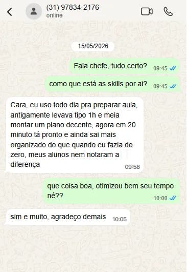 Print de conversa de um cliente do Claude Templates