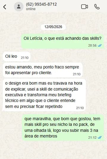 Print de conversa de um cliente do Claude Templates